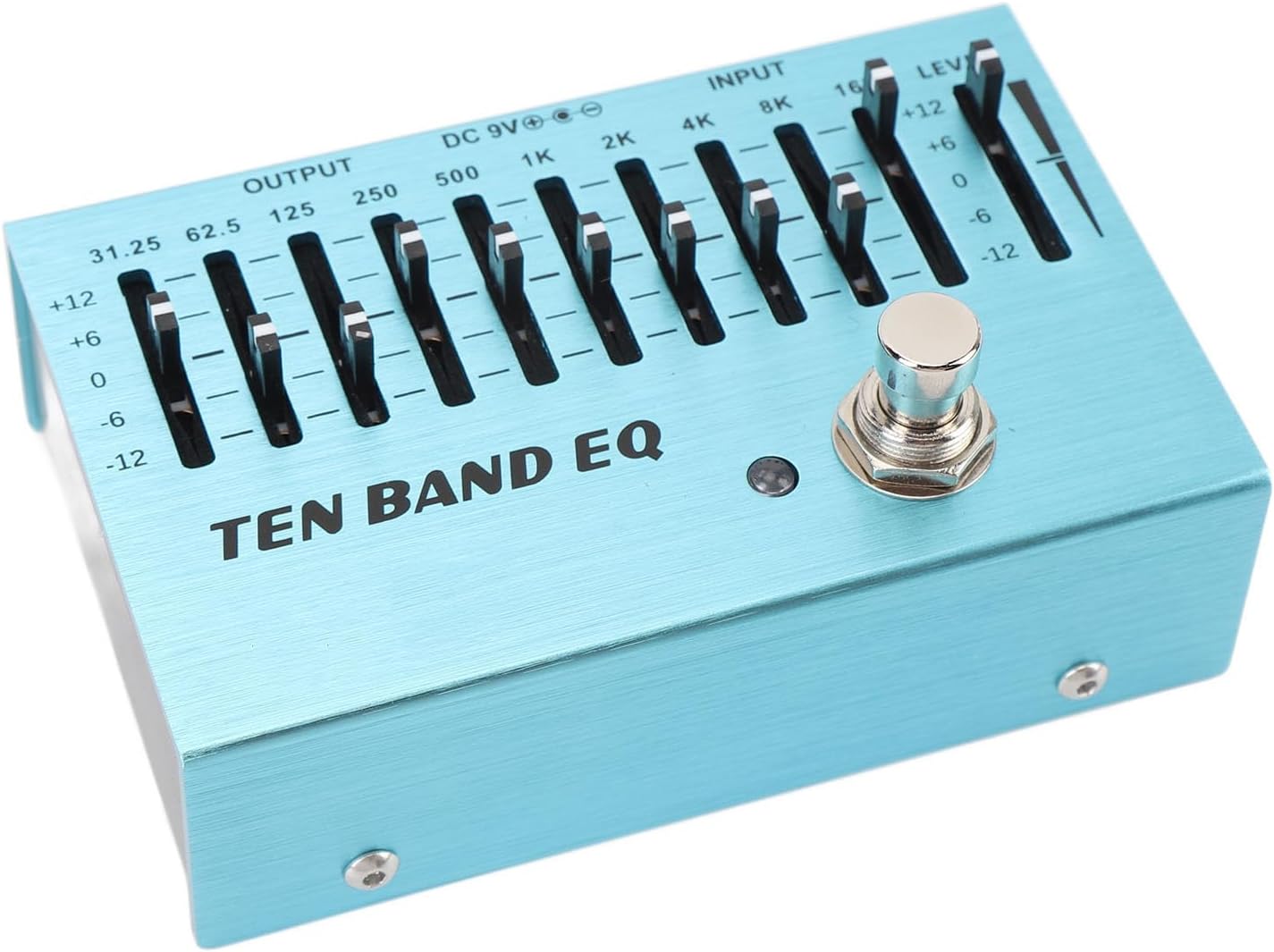 Dioche Band Equalizer 10 — 10-полосный педальный эквалайзер от компании [Brand Name] — высококачественный алюминиевый мини-эффект-эквалайзер для бас-гитары и электрогитары, True Bypass, 31,25 Гц–16 кГц, 9 В постоянного тока — идеально подходит для