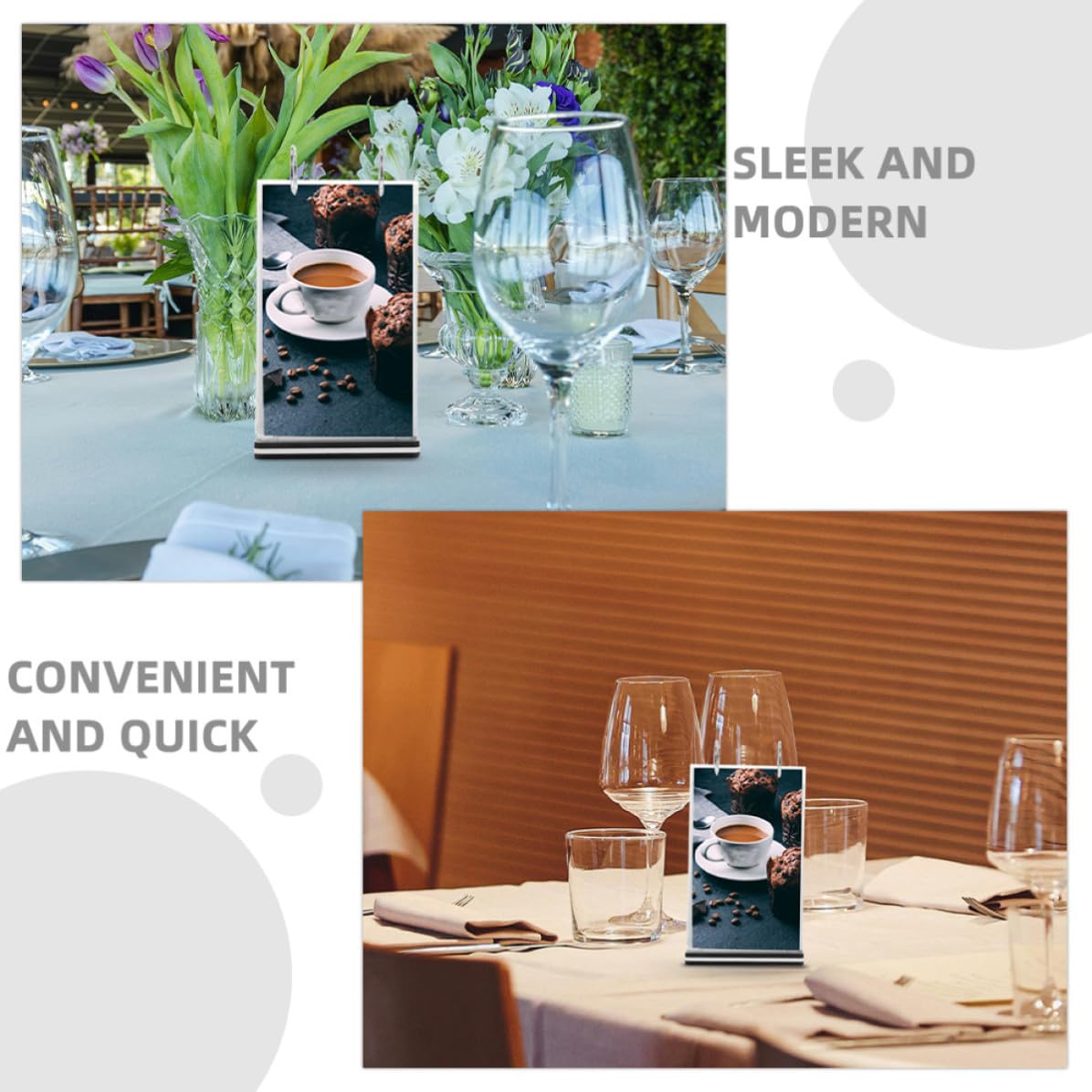 2pcs Flip Desktop Sign Holders Multi-Page Flip Menu Display Stand with 6 PVC Sheets and Iron Base for Tabletop Decor and Cafe Use, Showcasing Special Dishes