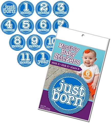 Marsh Baby Blue Monthly Boy Belly Stickers - 13 Stickers From Just Born to One Year