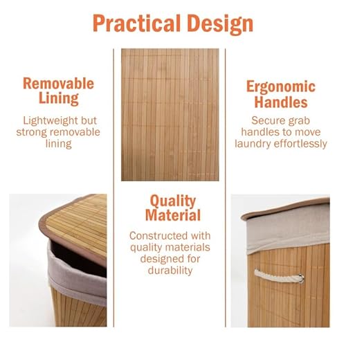 Libbi Lou Bamboo Laundry Basket with Lid – 72L Eco-Friendly Washing Hamper with Handles – Foldable Laundry Storage Bin for Bedroom, Bathroom or Utility Room 60x40x30cm - Cosy Home Interiors Libbi Lou Bamboo Laundry Basket with Lid – 72L Eco-Friendly Washing Hamper with Handles – Foldable Laundry Storage Bin for Bedroom, Bathroom or Utility Room 60x40x30cm - Image 2