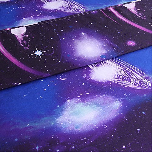 A Nice Night Galaxy 3D Printing Bed Sheet Bedding Set,Soft Microfiber Fitted Sheet Set,Galaxy Themed Sheets 4 Pcs Flat Sheet& Fitted Sheets With 2 Pillowcases (Full, 07) #TOP5