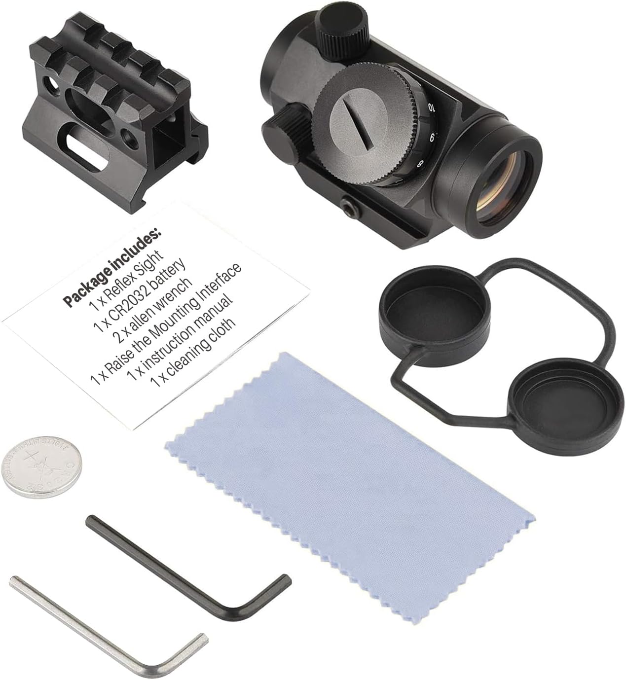 TABBIOFT 3-Dot Reticle Optic Sight- 11 Brightness Red Dot Optics with Co-Witness Mount Low-Height 20mm Rail Adapter for Outdoor Observation