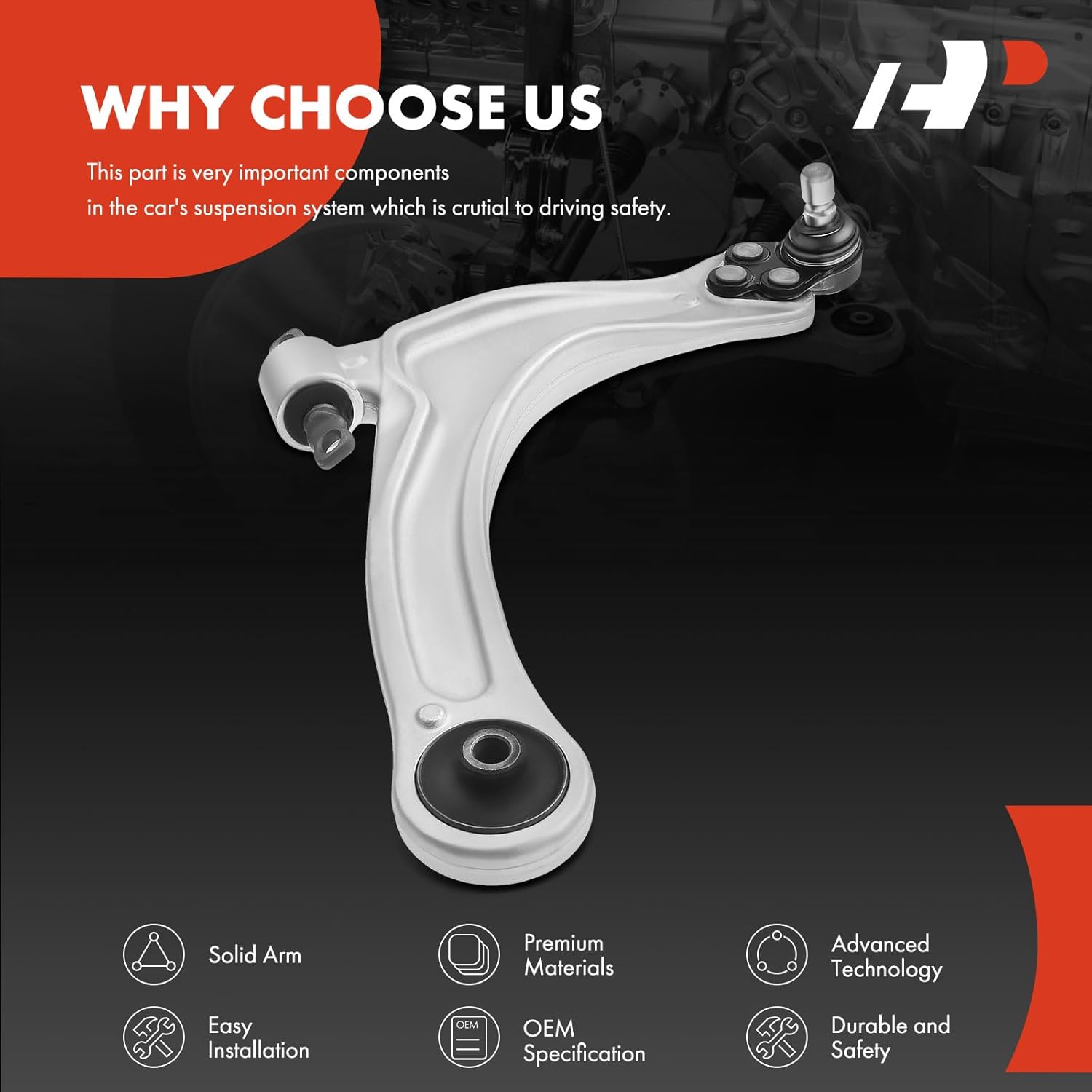 A-Premium Front Right Lower Control Arm, with Ball Joint & Bushing, Compatible with Chevrolet HHR 2006-2011, Cobalt 2005-2010, Pontiac G5 2007-2010, Pursuit 2005-2006