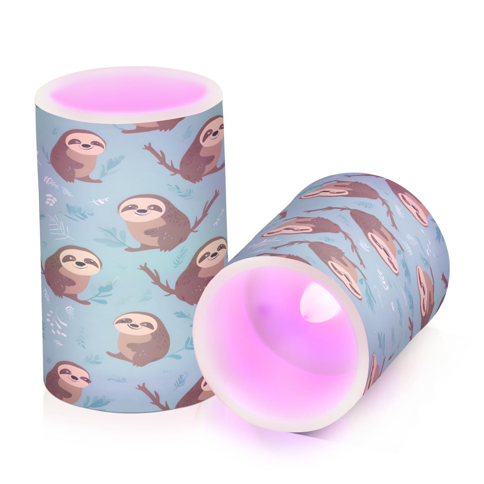 ALAZA Sloth (4) Flickering Flameless Candles Battery Operated with Remote Timer,Tea Light Candles LED Pillar Votive Candles Set of 2 for Outdoor Indoor Decorations