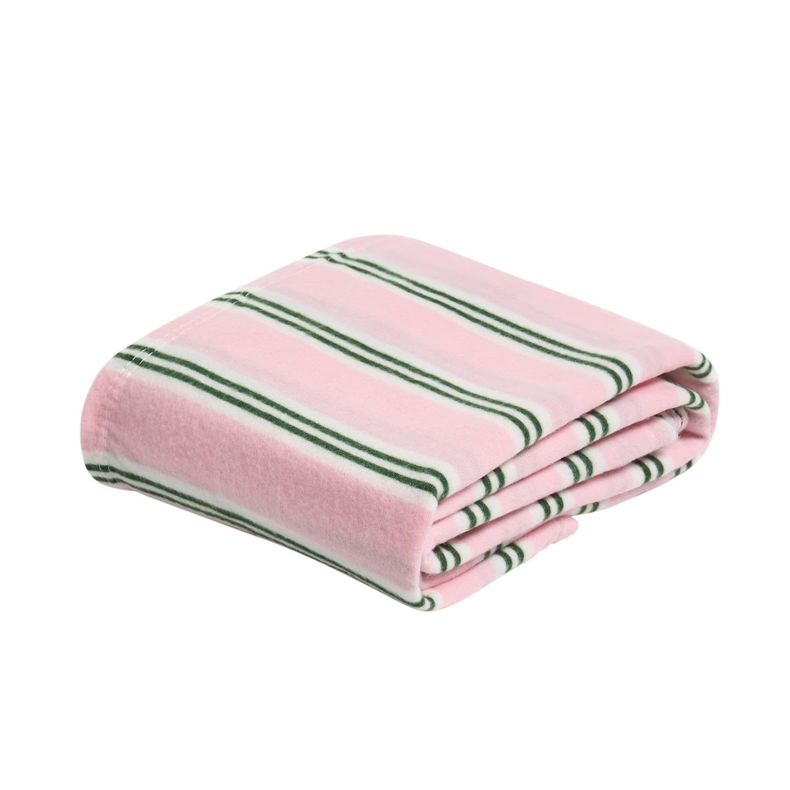 OHS Fleece Blanket Stripe Sofa Throw, Gifts for Women Soft Warm Cosy Throw Blanket for Bed Sofas Settee Decorative Lightweight Comfy Single Bed Throw, Pink/Green - 120 x 150cm