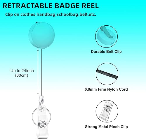 Miniatura 3 de Portatarjetas retráctil con clip de carrete de mosquetón, soporte vertical para tarjetas de identificación con llavero, 1 paquete lindo y moderno