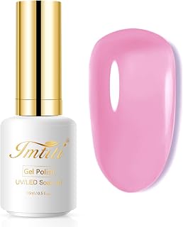 Imtiti Jelly Gel Nail Polish - Nude Pink, 0.5 Fl Oz, Soak Off LED-UV, Starter Kit for DIY Manicure