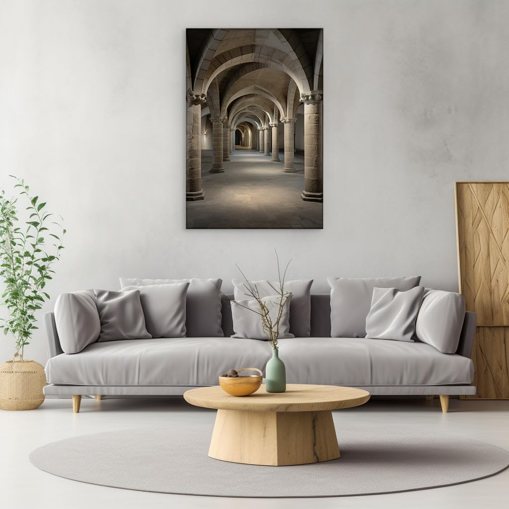 Canvas for Living room. Whispers from the Past: Unraveling the Mysteries of the Ancient Corridor, 27 x 18 inch Canvas Wall Art - Contemporary Masterpieces - Modern Home Decor