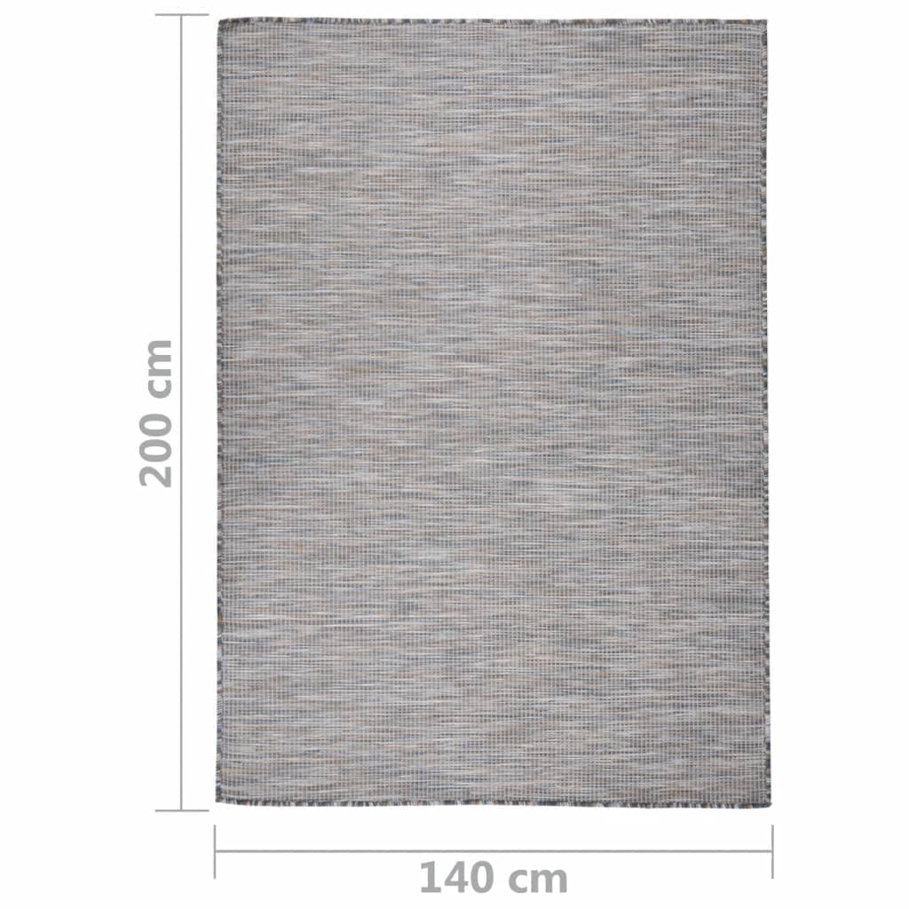 INLIFE Alfombra para exterior de tejido plano, 140 x 200 cm, color marrón y negro