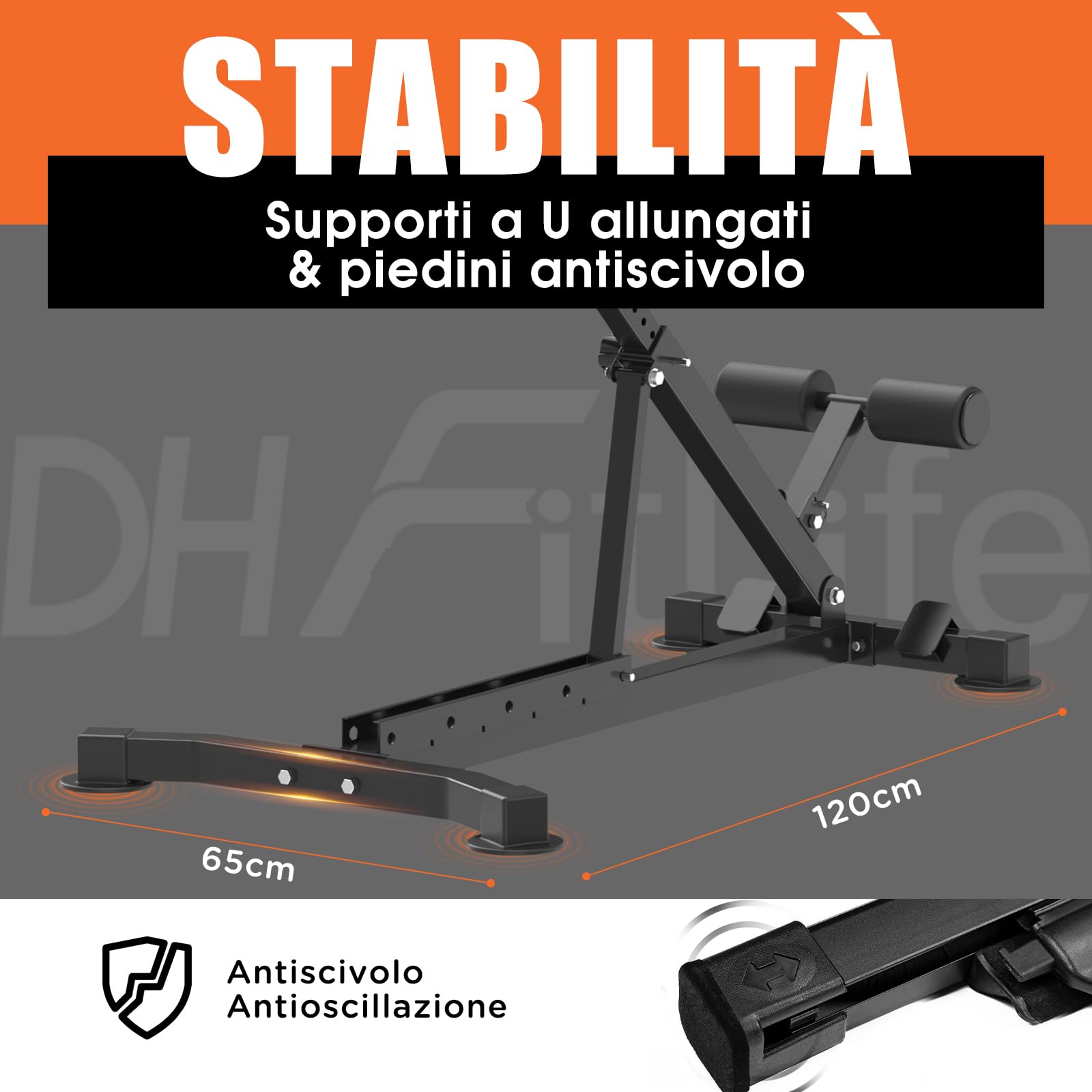 DH FitLife Panca Romana Multifunzione 5 in 1 per Allenamento a Casa | Allenatore per Addominali e Schiena | Panca Hyperextension | Roman Chair Regolabile e Pieghevole | Portata fino a 150 kg