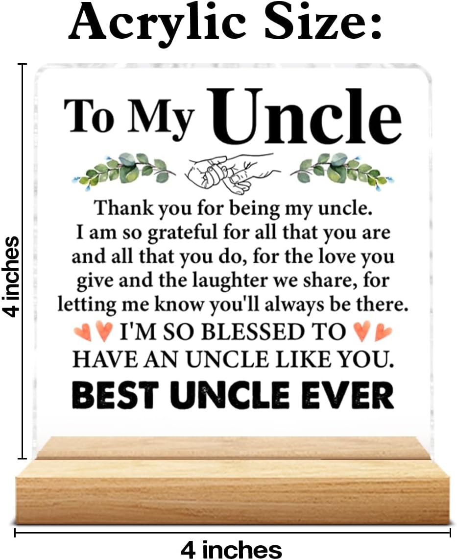 Uncle Gifts From Niece Nephew, Gifts for Uncle Fathers Day Birthday, Clear Acrylic Desk Decorative Sign Home Desk Decor - Image 2
