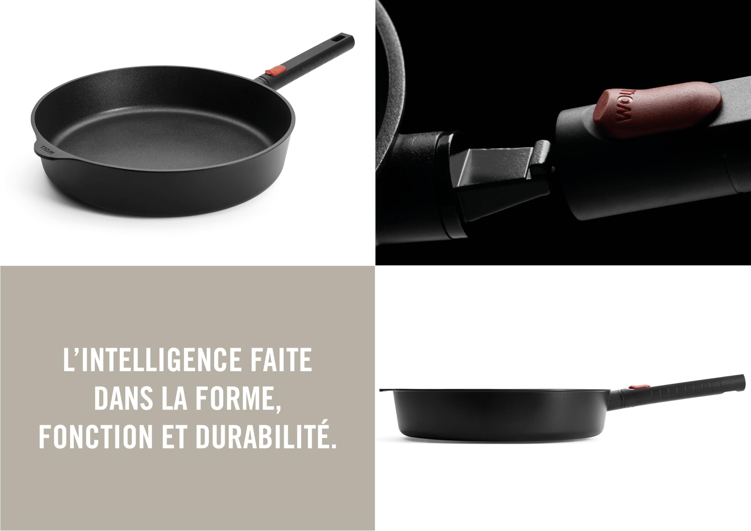 WOLL – Poêle à bords hauts Eco Logic QXR Ø 32 cm, hauteur 7 cm, avec manche amovible – poêle antiadhésive sans PFAS, compatible four – poêle induction – poêle pour induction – poêle à frire haute
