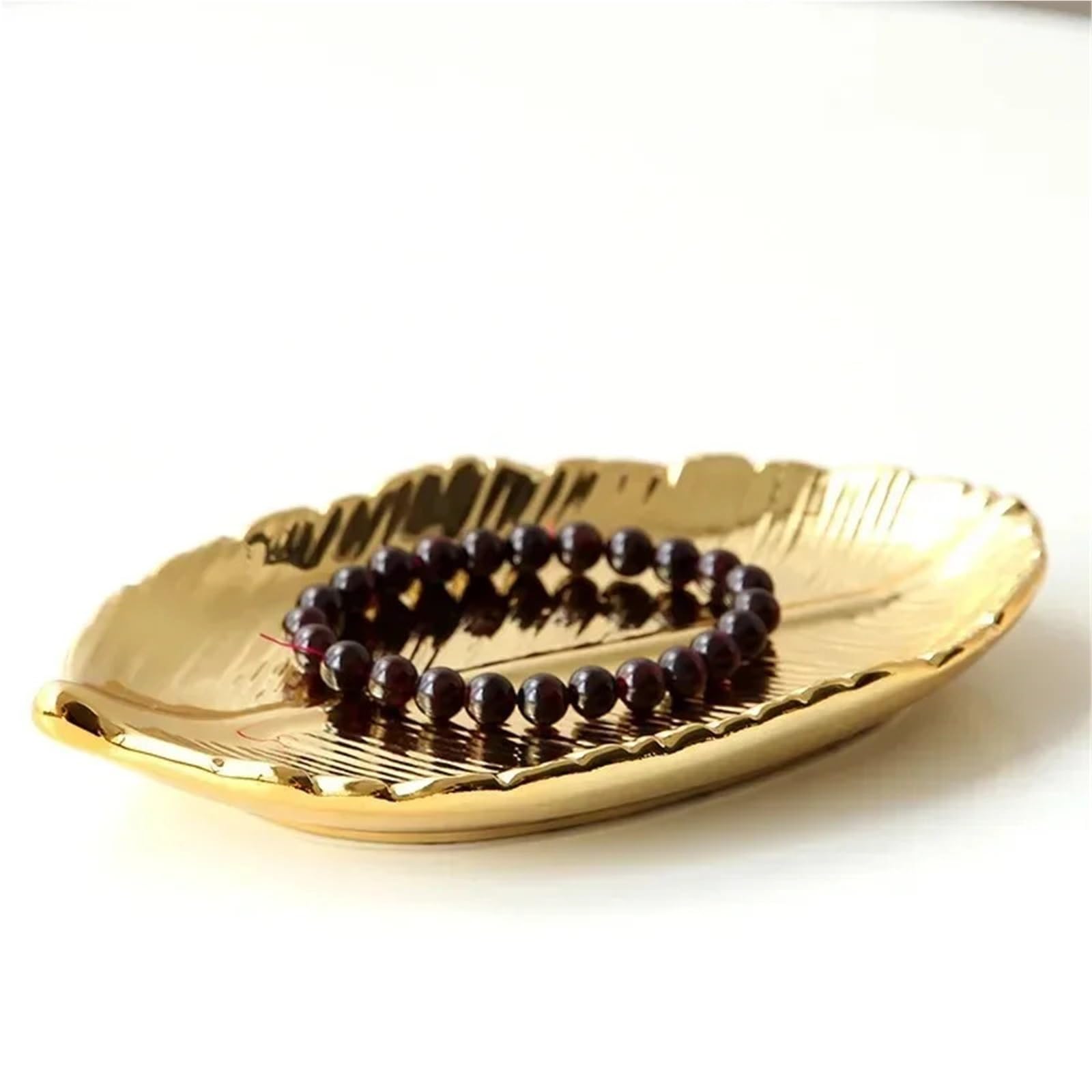 Schmuckschale 2 stücke Keramik Blätter Platte Baum Blatt Schmuck Snacks Dessert Lagerung Tablett Gericht(Silver)