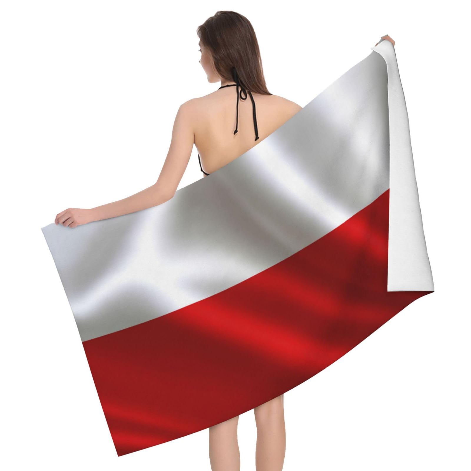 HLBSDM Microfiber Poland Flag Beach Towel Quick Dry Soft Sand Free Beach Towels for Pool Swim Beach Lightweight Thin Towels