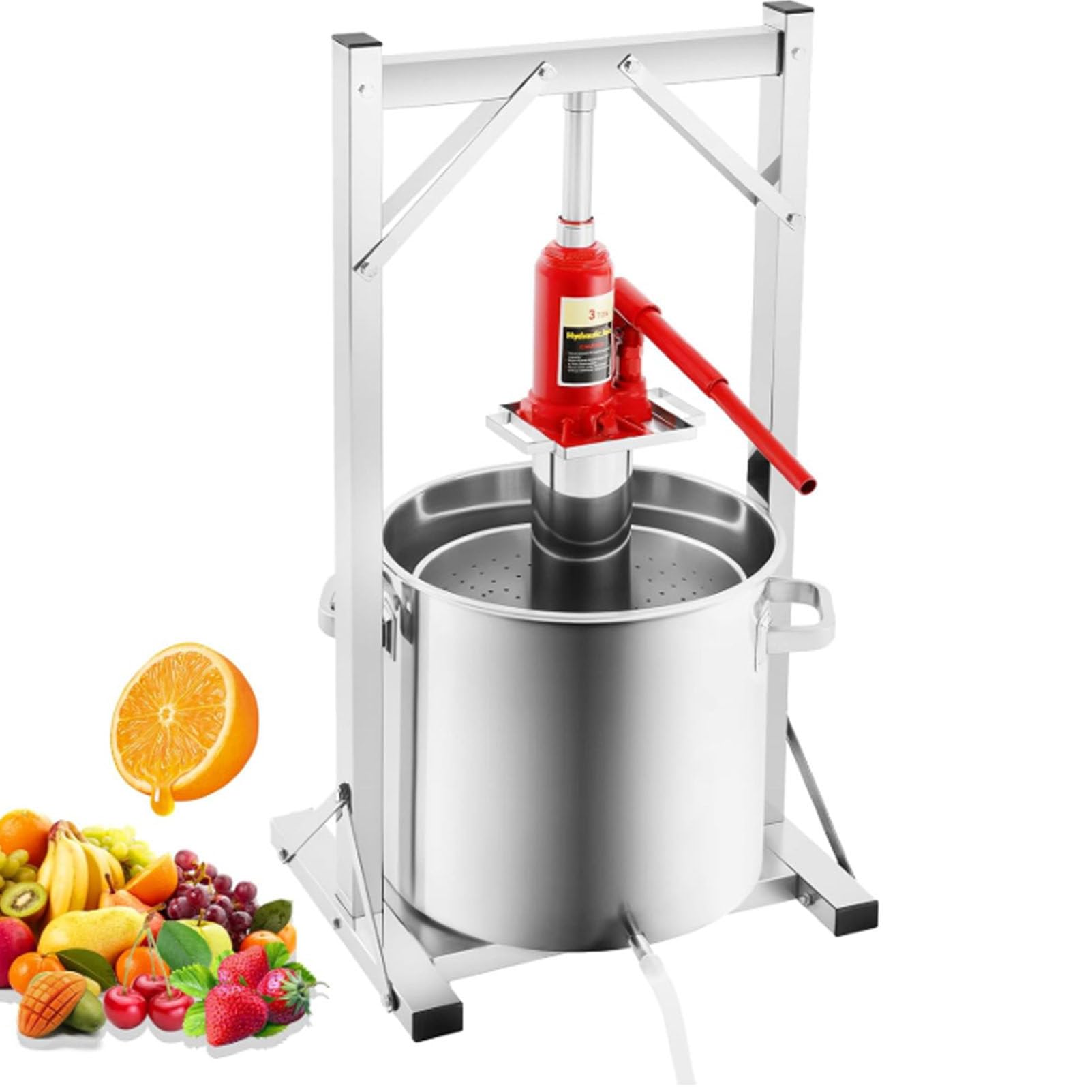 JXYQ Hydraulic Fruit Press, Wine Press Machine Kit, Stainless Steel Cider Juice Maker, 36L Extractor for Grapes and Cider Production