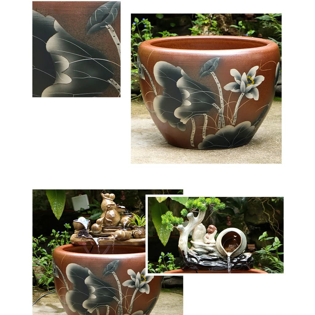 TBLOTYD Fish Tabk Aquarium Fish Tank Courtyard Fish Tank Lotus Fish Tank Flower Pot Outdoor Fish Tank Feng Shui Tank Aquarium Starter Kits Cool Fish Tank, B-40cm