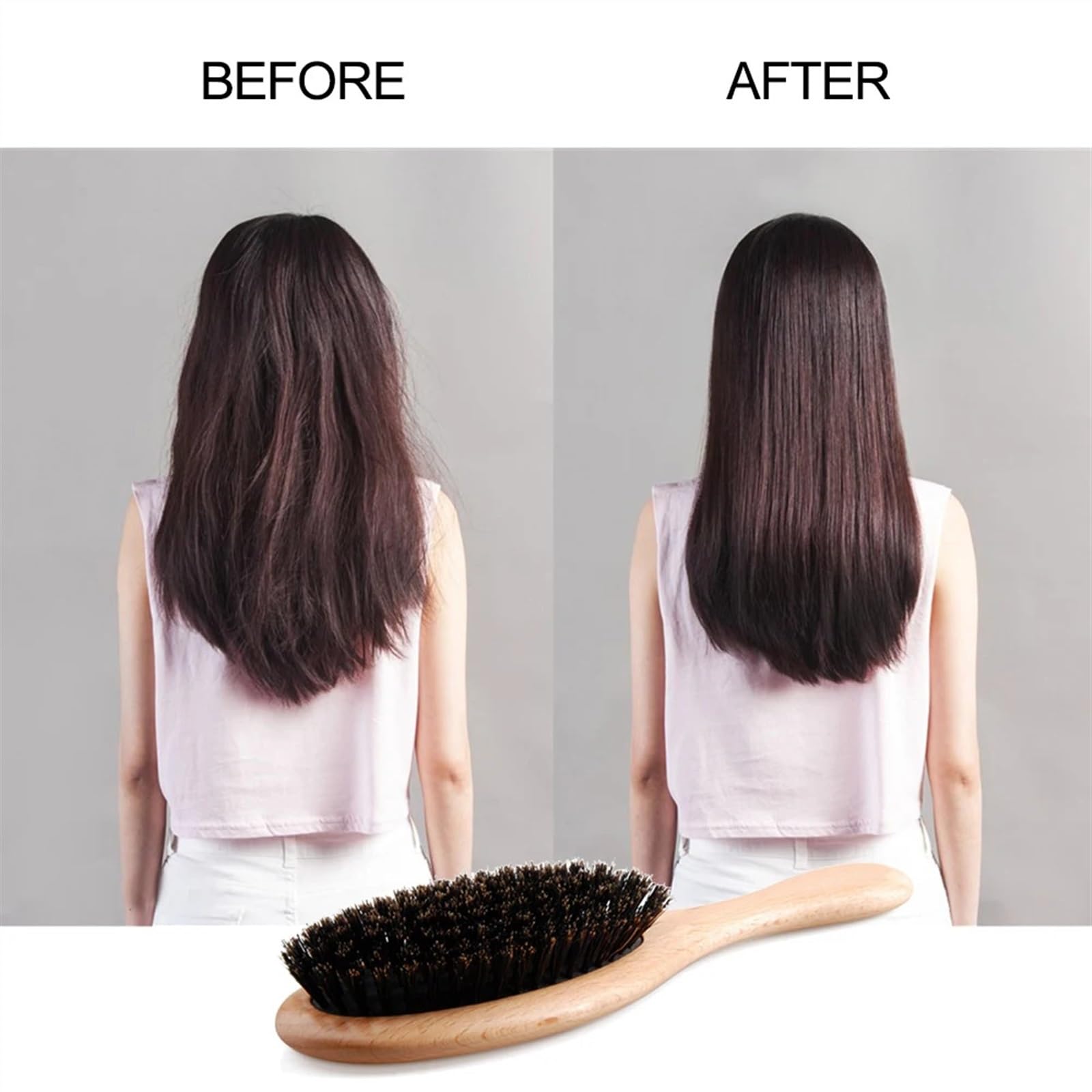 Cepillo de pelo con cerdas de jabalí Natural, mango de madera, paleta de madera, cepillo for el pelo, peine de peluquería ovalado