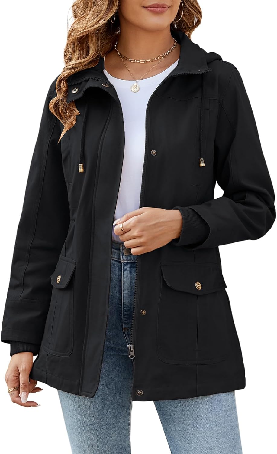 Generic Outdoorjas voor dames, parka, hoorngesp