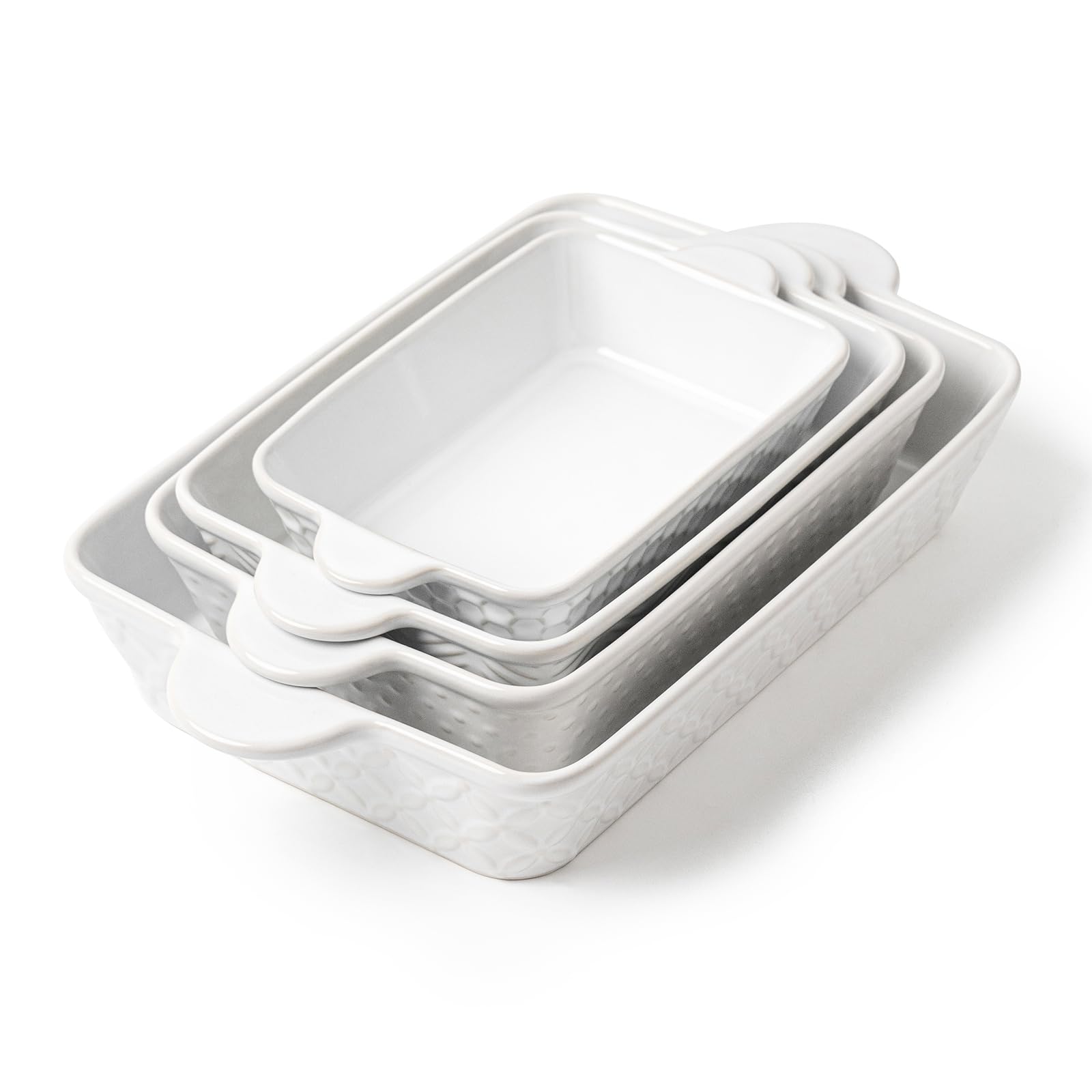 Casserole Dishes for Oven - Ceramic Bakeware Sets of 4, Rectangular Baking Deep Dishes wi…