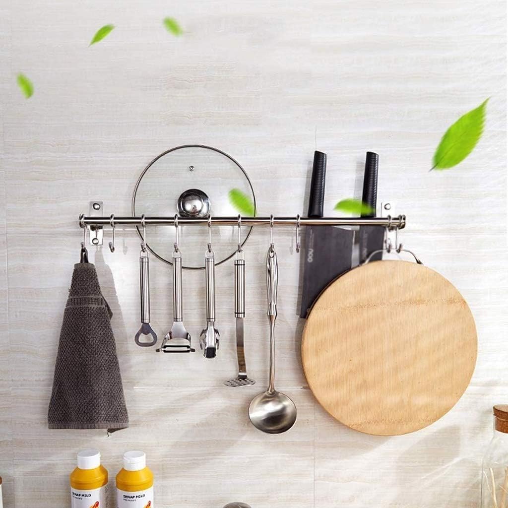 Household Kitchen Wall Rack, Stainless Steel Multi Function Movable Hook Rack, Suitable for Toilets, Utility Room(50cm)