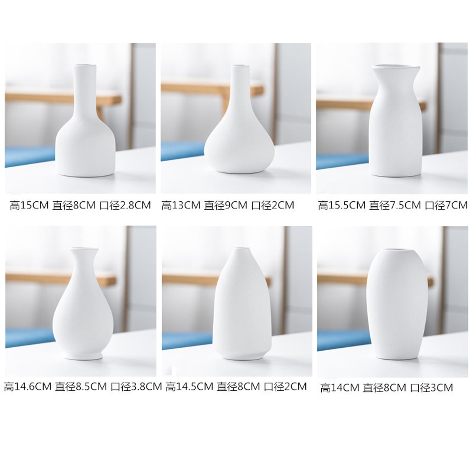 Ceramiczny wazon Dekoracyjny domowy wazon Nowoczesny mały wazon Dekoracyjny wazon buszel, elegancka dekoracja stołu Prezent na Dzień Matki dla mamy,White