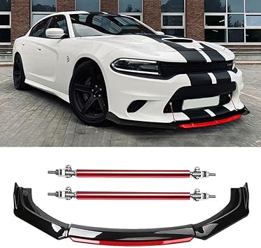 DREAMIZER Universal Front Bumper Lip Chin Spoiler Splitter Diffuser Protector Body Kit with Splitter Rod Compatible with Toyota Honda Accord Civic Nissan Mazda and More