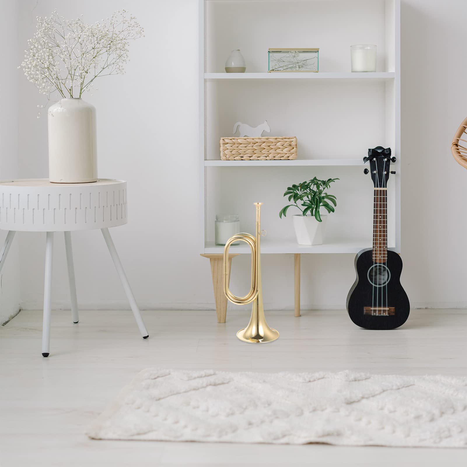 Trompeta y Peso Ligero de Cobre Dorada para Principiantes de Caballería Sonido Natural Adecuado para Bandas Escolares y Principiantes