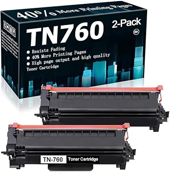 Compatible TN760 Toner Cartridges Replacement for TN-760 TN730 to Use with HL-L2350DW HL-L2395DW HL-L2390DW HL-L2370DW MFC-L2750DW MFC-L2710DW DCP-L2550DW Black, 2 Pack