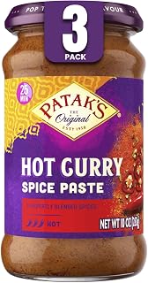 Patak’s Hot Curry Spice Paste 10oz Jar Pack of 3 - Authentic Indian Hot Curry Base for Chicken, Veggies & One-Pot Meals