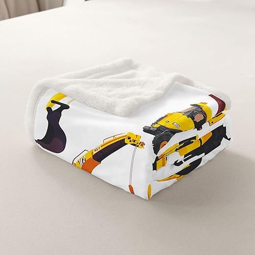 Miniatura 3 de Feelyou Manta de forro polar con diseño de coches de construcción para niños, para sofá, cama, diseño de excavadora de dibujos animados, manta de