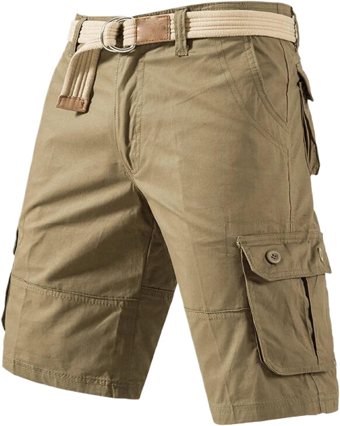 Men's Cargo Knee Shorts Sports Casual Bermuda Cotton Half Pants Straight Running Gym Shorts
