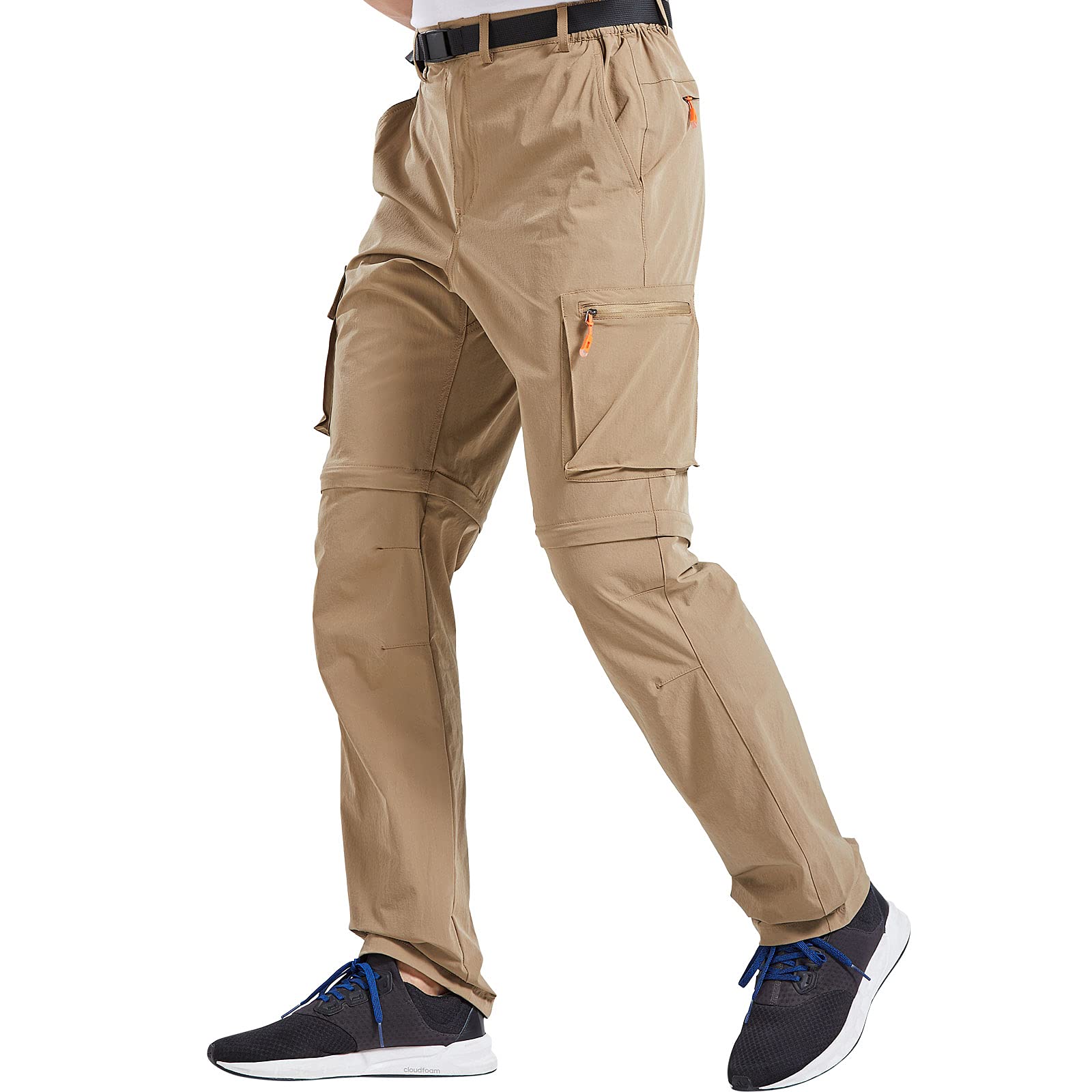 Pantalon et short de randonnée pour homme convertible, à séchage rapide (kaki, noir)