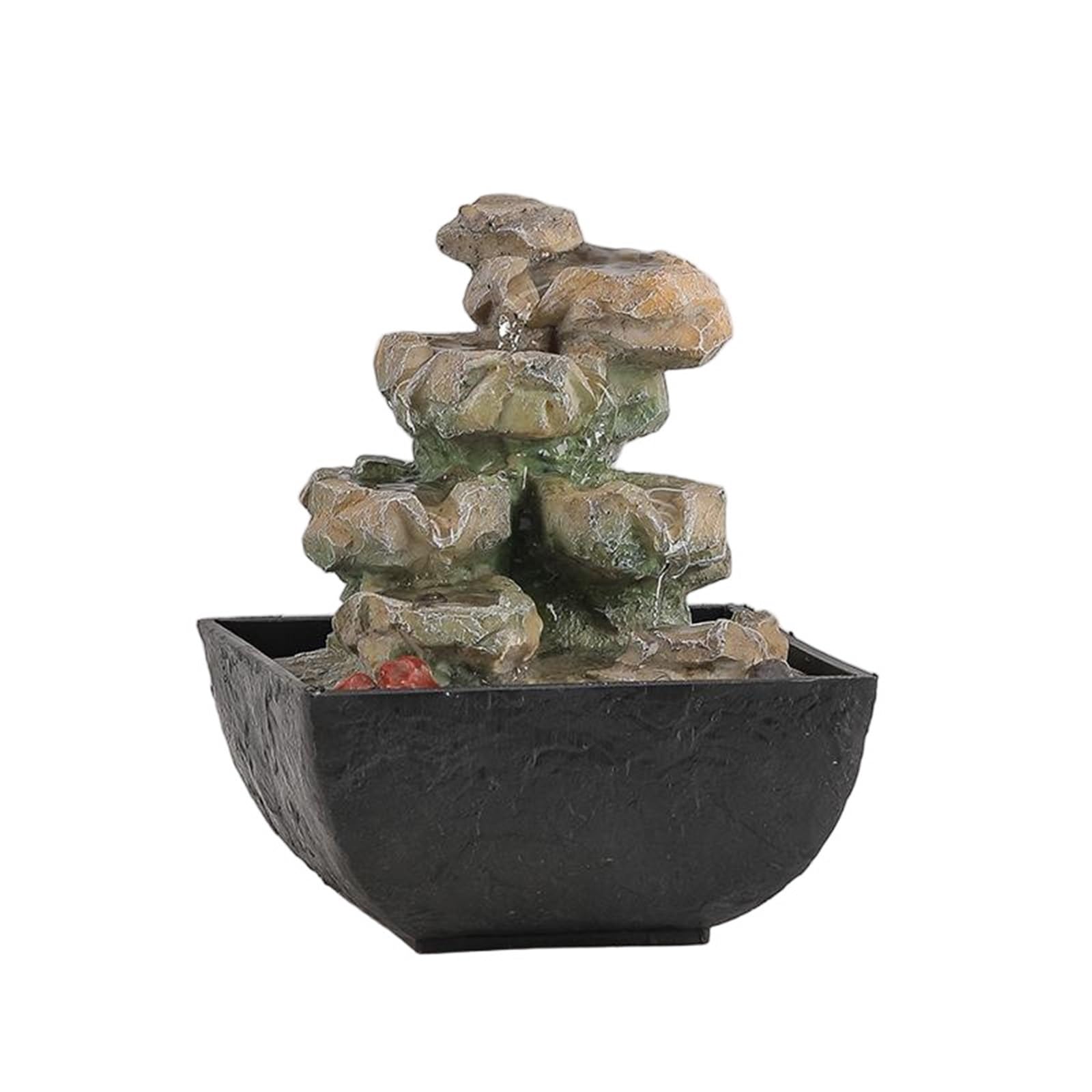 Rockery Water Fountain, Indoor Circulating Water Feature Tabletop Ornament, Relaxing Landscape Decor for Living Room, Home Office Desk