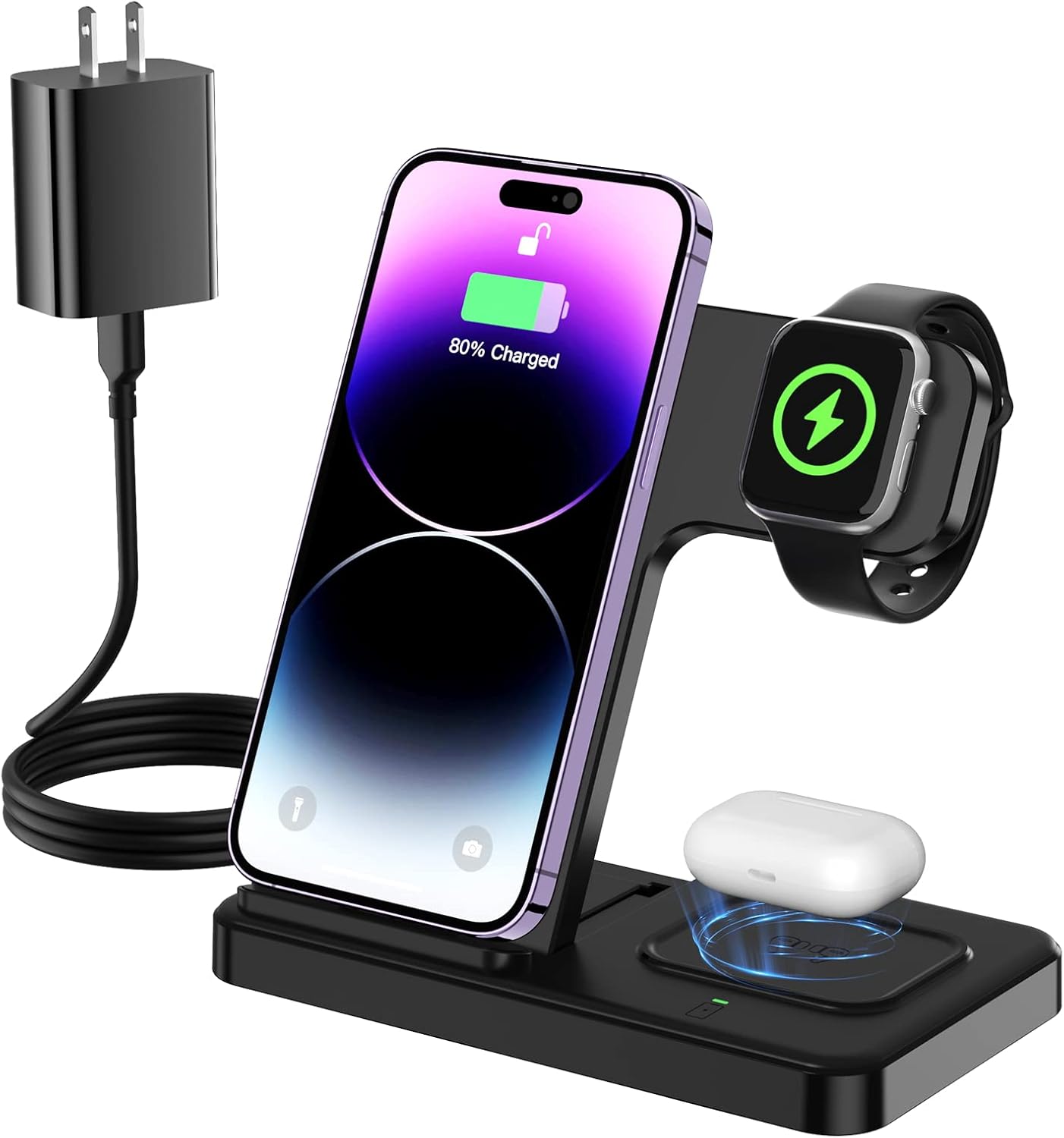 Wireless Charger iPhone, 3 in 1 Charging Station Apple 18W Fast Charging Station for
