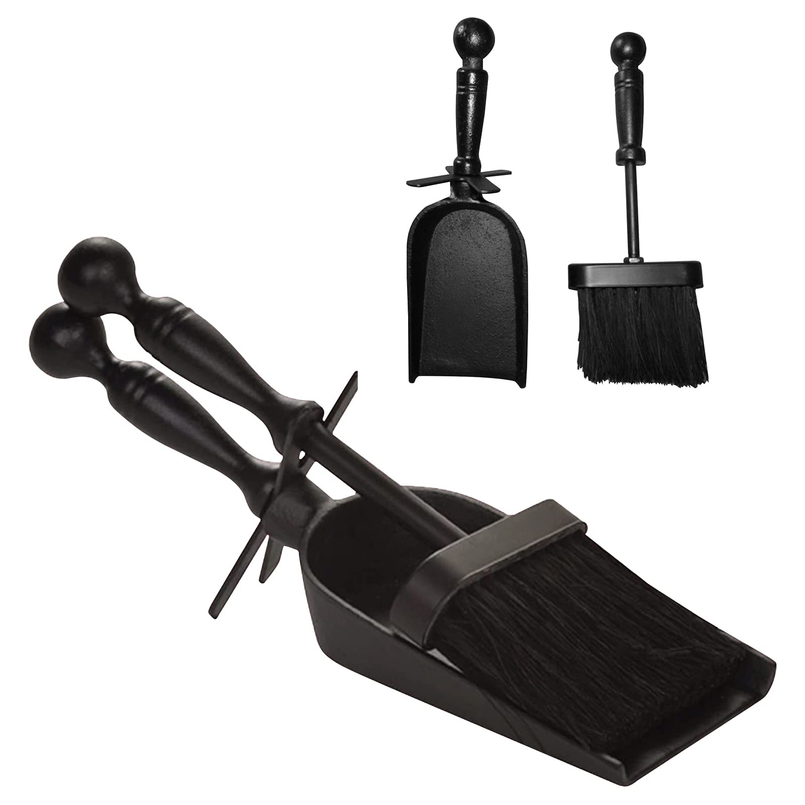 BLADO2PC Hearth Companion Set - Fireplace Black Iron Shovel and Brush Fireside Accessory Indoor/Outdoor Shovel Antique Brush