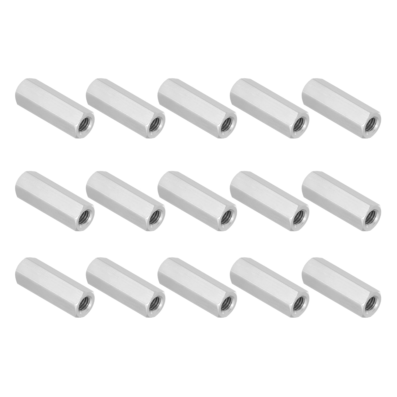 PATIKIL 5/16"-18 UNC 304 Stainless Steel Hex Coupling Nuts, 15Pcs 1.6" Length Fully Threaded Rod Coupling Nut Studding Connector Fasteners, Silver Tone
