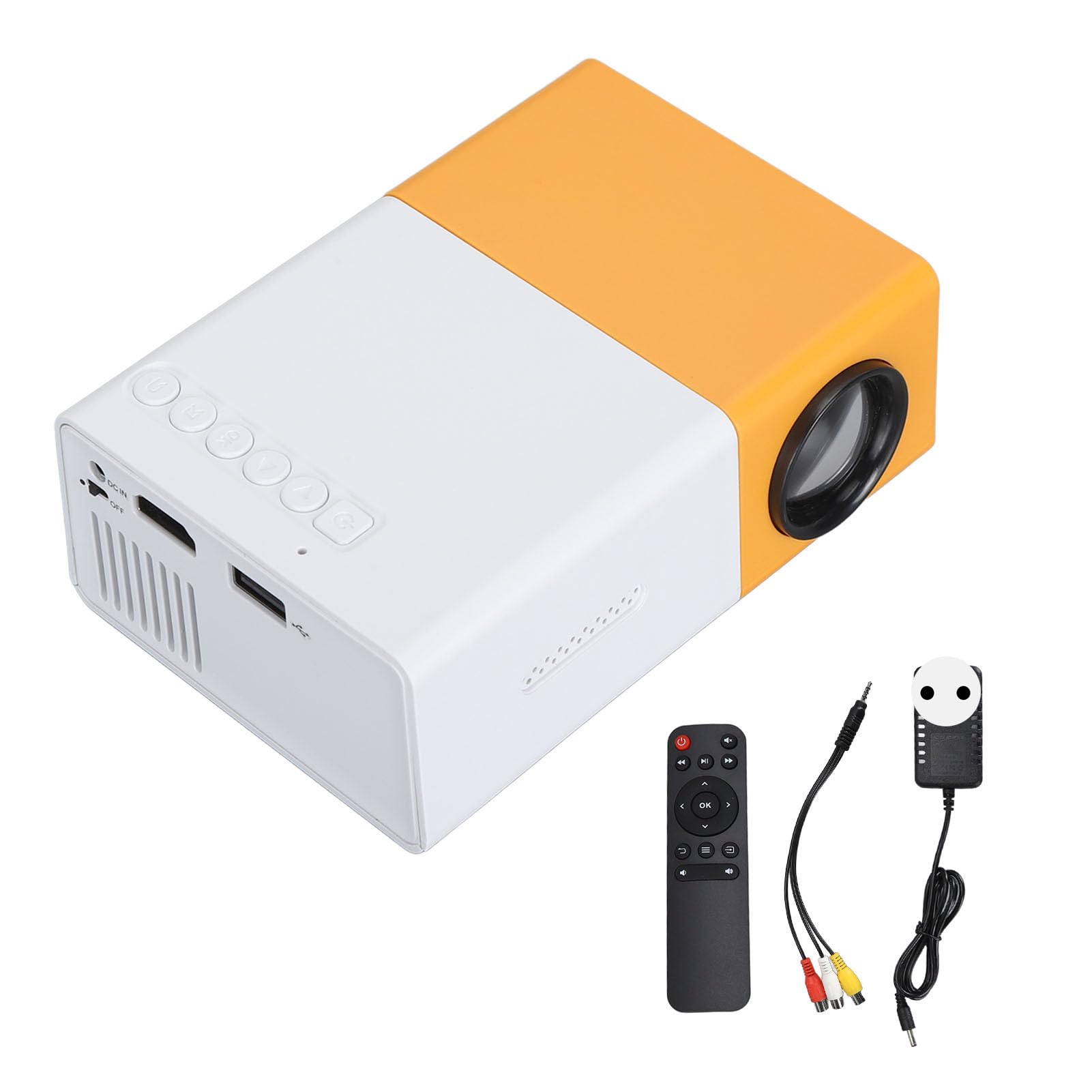 Mini Proyector, Proyector de Vídeo Compatible, Proyector de Películas Portátil para Cine en Casa Al Aire Libre, Compatible con HDMI, USB, AV, Teléfono (Enchufe