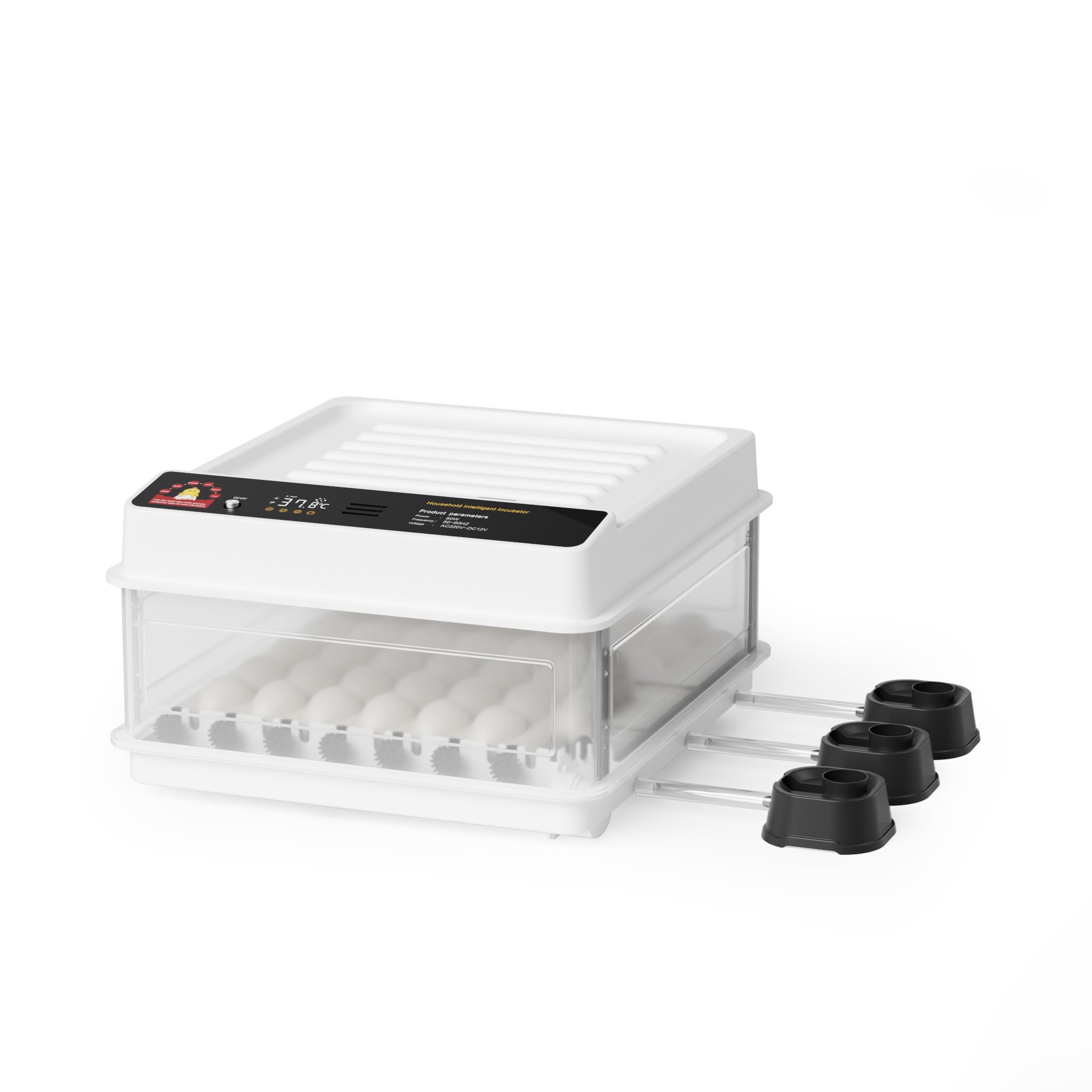 Wiltec Incubadora automática para 36 huevos 45 W con giro automático, control de temperatura y humedad, lámpara ovoscopio y conexión a energía de emergencia, ideal para gallinas, patos y codornices