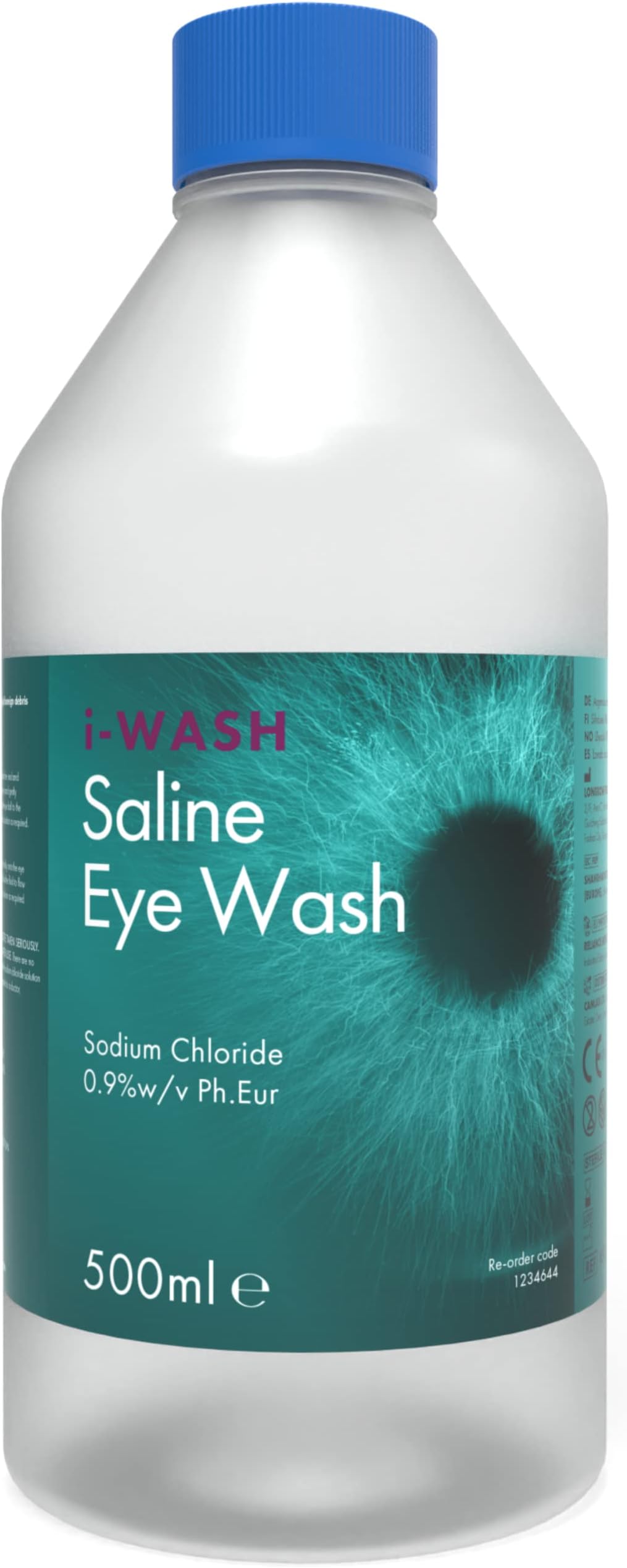 I-Wash Bottle - Premium Eye Wash for Most Minor Eye Irritations, Sterile Saline Solution 0.9% PH EUR, 250ml and 500ml Bottles Available (500ml Pack of 1 Bottle)