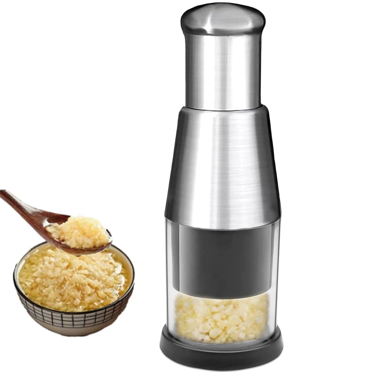 Manual Pressed Chopper,Compact Mini Dicer Food Chopper,Functional Manual Garlic Press, Stainless Steel Hand Food Chopper for Mincing Garlic Stainless Steel-image-3