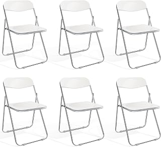 Juego de 6 Sillas Plegables,Silla Plegable,Metal Reforzado.La Silla Plegable también se Puede Usar en Exteriores, Salas de Estar,en Las ferias,Beige