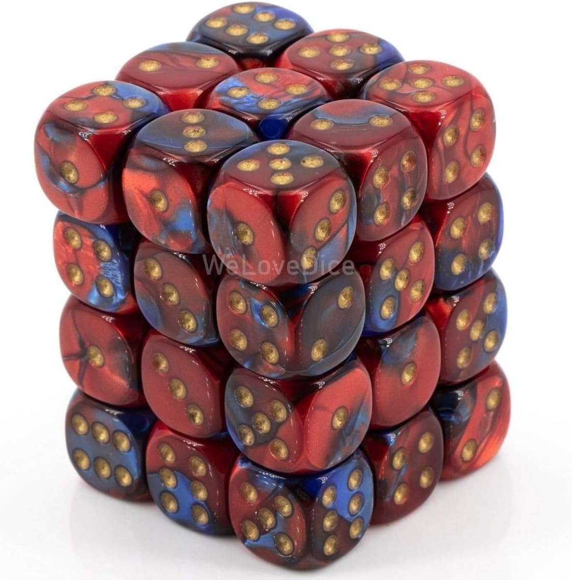 Chessex DND Dice Set D&D Dice-12mm Gemini Blue, Red, and Gold Plastic Polyhedral Dice Set- for Dungeons and Dragons Dice Includes 36 Dice – D6
