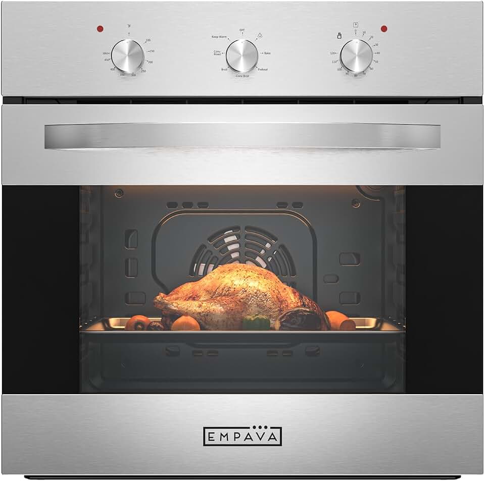 Empava 24" 2.3 cu ft Single Electric Convection Wall Oven, Stainless Steel