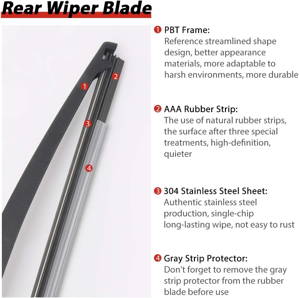 OTUAYAUTO Rear Windshield Wiper Arm Blade Set Replacement for Mercedes-Benz ML350 2007-2015 X164 ML320 07-11, GLE 2012-2017 X166 Blade 12" Factory OEM: A0009982921