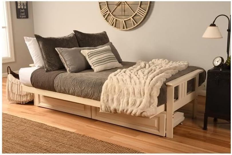 Maykoosh Full Size Futon Frame Set - White Finish Convertible Sofa Bed - 79" Long - Easy Assembly