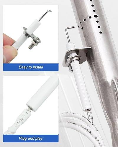 Miniatura 5 de Kit de electrodo de cerámica para encendedor, apto para Vermont Castings, parrilla de patio trasero, Dyna-Glo, Perfect Flame, Jenn Air, Grill Chef,