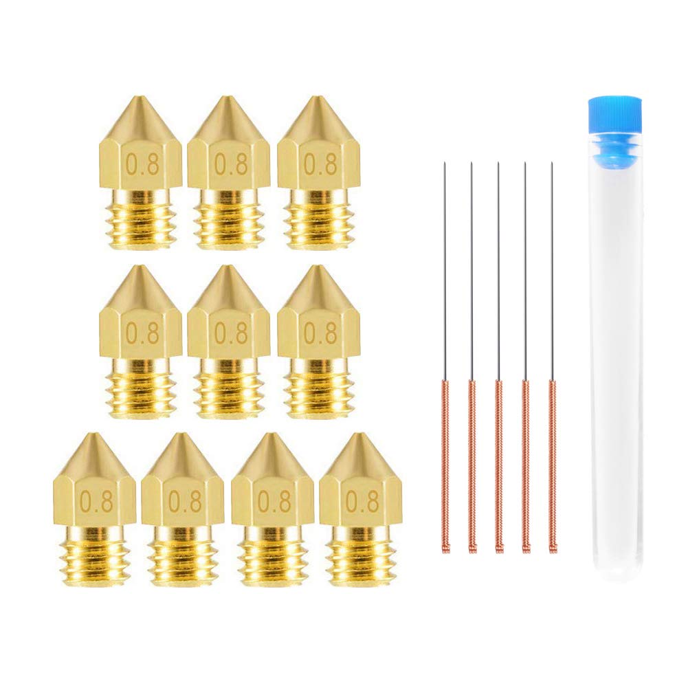 Aokin 10 Pcs 0.2mm 3D Printer Nozzles MK8 Extruder Nozzles and 5 Pcs 0.15mm Stainless Steel Nozzle Cleaning Needles for Creality Ender 3/3 Pro/3 V2, Ender 5/5 Pro, CR-10/10S, Makerbot, Anet A8 : Patio, Lawn & Garden