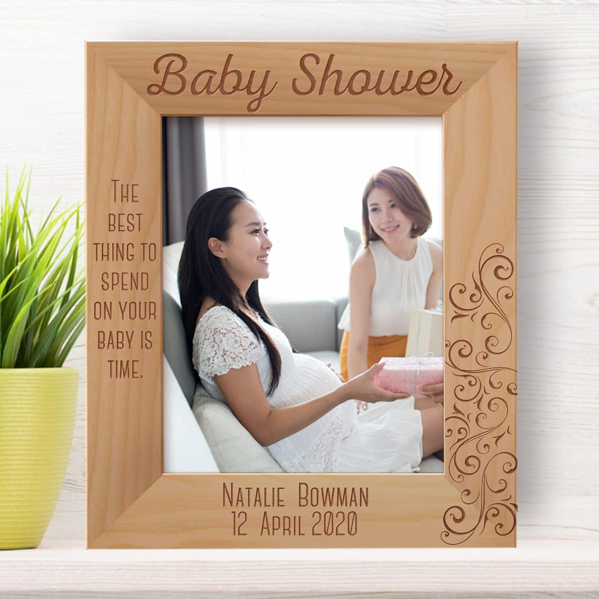 The Best Thing to Spend On Your Baby is Time Personalized Wooden Frame 8" x 10" Brown (Vertical)