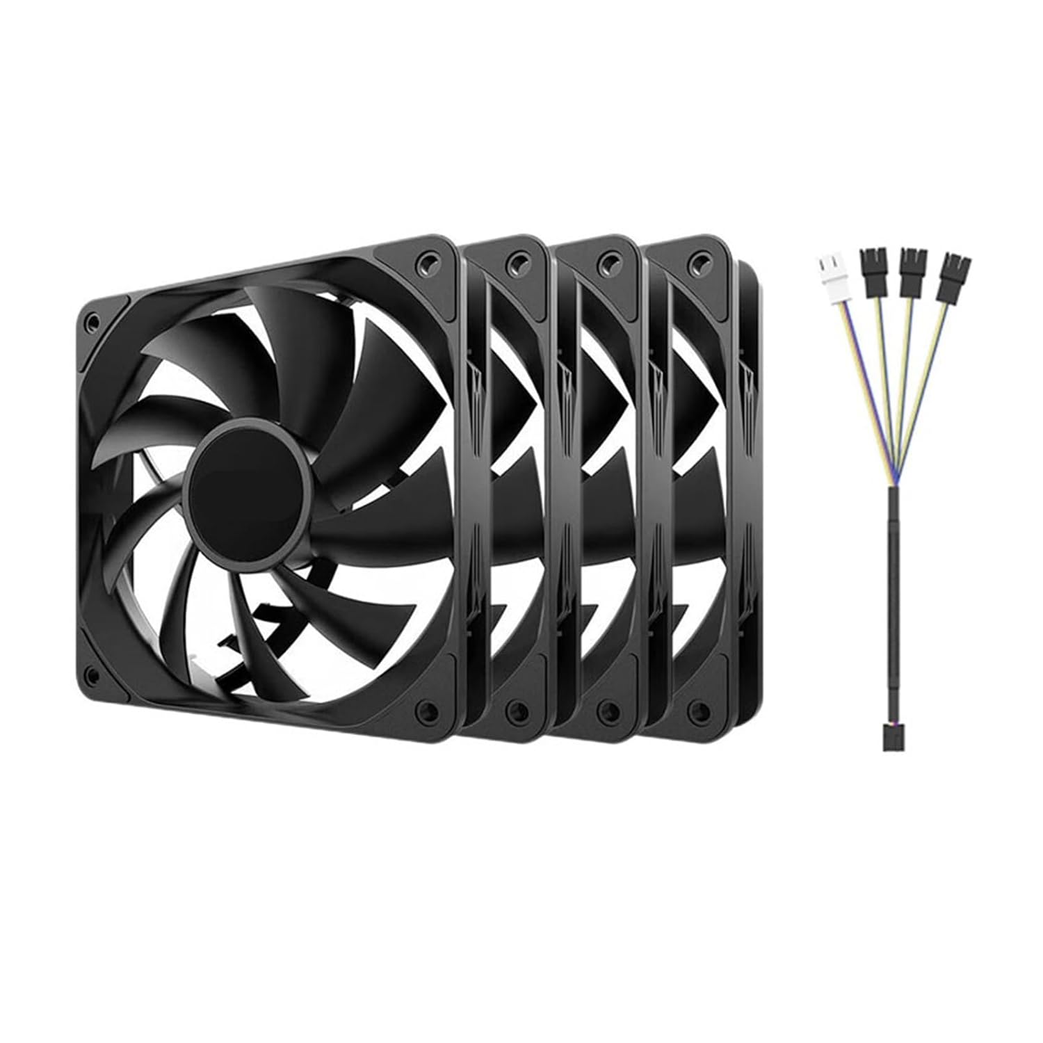 1800RPM 4PIN PWM White 12cm Computer Case Cooling System Fan Silent Radiator Fan(Size:1 Fan Black_NO RGB)