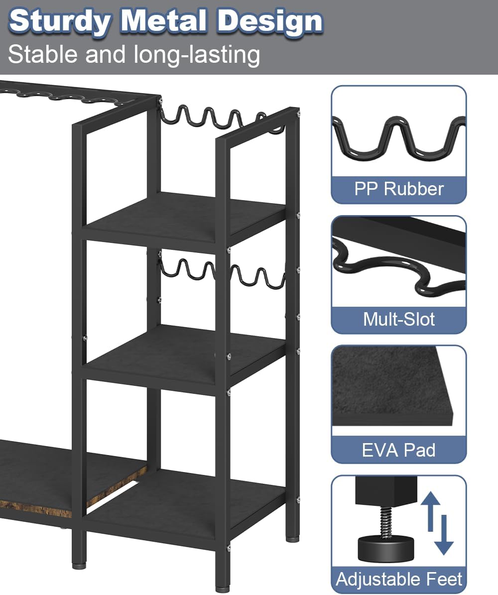 Mondazie Gun Rack, Floor Standing Rifle Stand with Pistol Shelves, Vertical Shotgun Storage Holder Display Racks Indoor with Padding for Home or Garage, Hold up to 5 Long Guns and 10 Handguns, Black